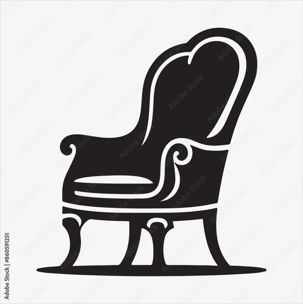 chair Furniture silhouette vector illustration on a white background chair Furniture silhouette vector illustration on a white background