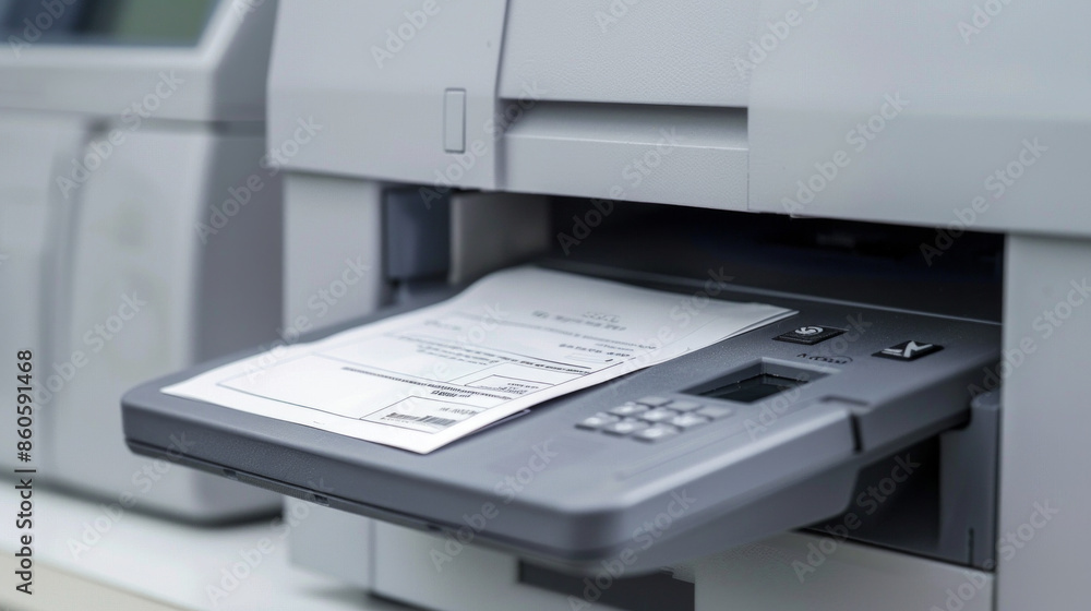 ATM deposit receipt printer for providing receipts for cash deposits isolated on white background ATM deposit receipt printer for providing receipts for cash deposits isolated on white background