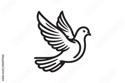 White Dove Linear Silhouette Vector