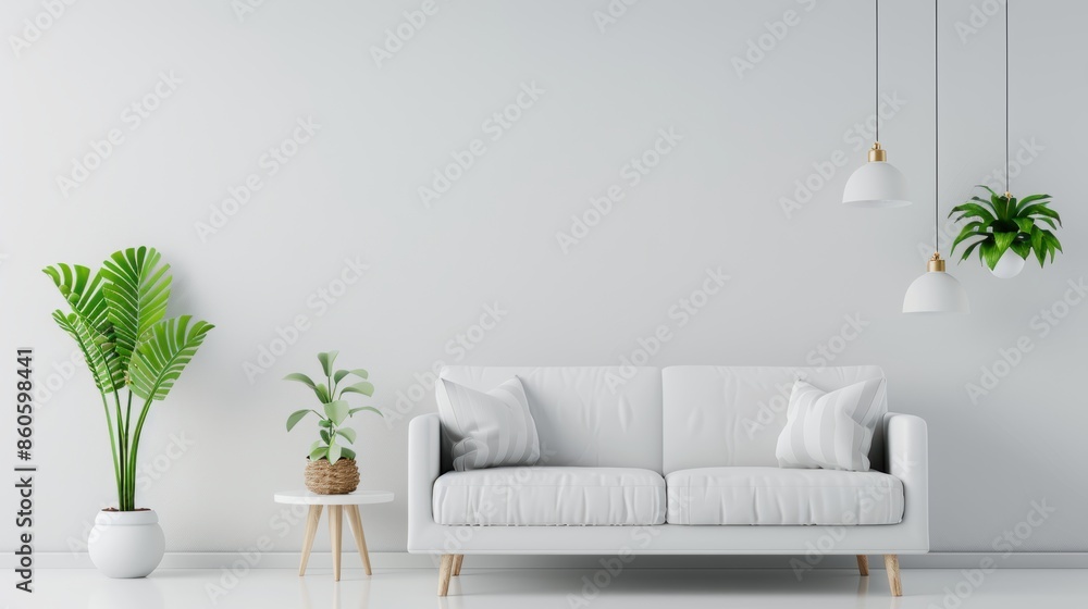 A modern living room with a sleek gray color scheme, designed in a minimalist style with simple, elegant furniture. The spacious layout offers plenty of copy space. A modern living room with a sleek gray color scheme, designed in a minimalist style with simple, elegant furniture. The spacious layout offers plenty of copy space.