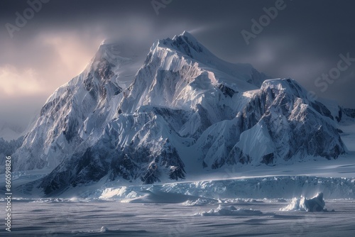 Wallpaper Mural Snowy Mountain Peaks with Dramatic Lighting Torontodigital.ca
