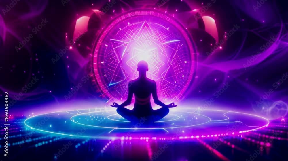 Animation of spiritual meditation pose, meditation for your positive energy. Animation of spiritual meditation pose, meditation for your positive energy.