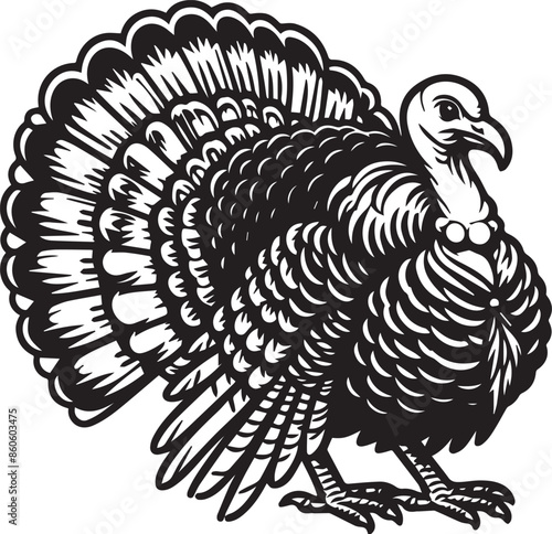  wild turkey silhouettes vector art illustration