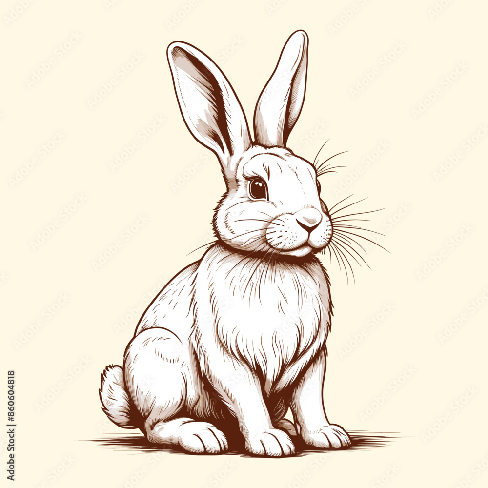 Rabbit Illustration in Traditional Style Rabbit Illustration in Traditional Style