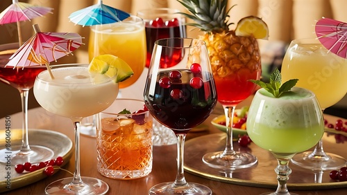 Variety of seasonal cocktails on the table