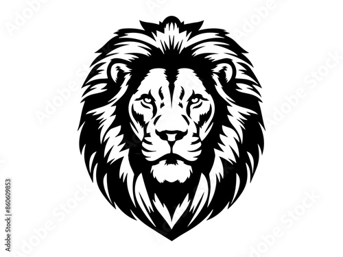 Majestic Mane Monochrome Lion Face Logo: Discover Elegance in Black and White, Perfect for Timeless Branding and Iconic Design – Unleash the Power and Grace of the King of Beasts in Your Visual Identi