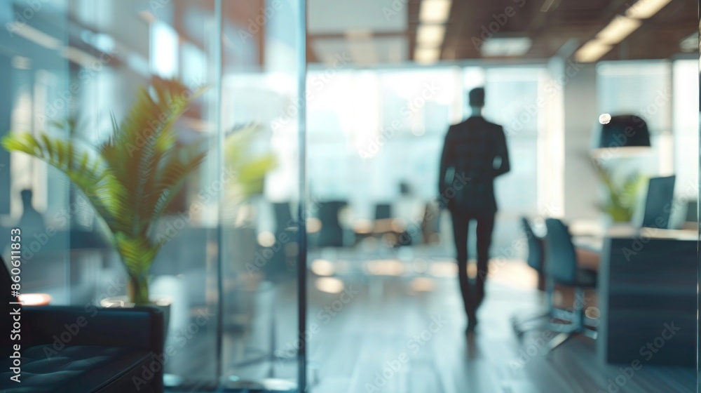 Blurred image of business people walking in the lobby of a modern office building Blurred image of business people walking in the lobby of a modern office building