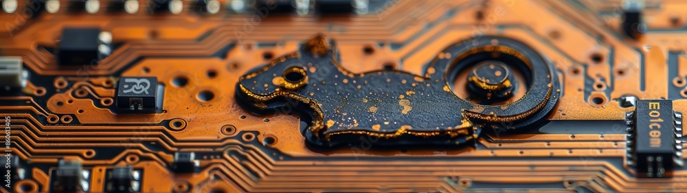 Abstract pattern on a printed circuit board in the shape of a squirrel. Abstract pattern on a printed circuit board in the shape of a squirrel.