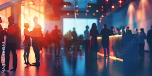 Elegant Corporate Event with Copy Space Professionals networking at a stylish corporate event elegant decor vibrant colors 