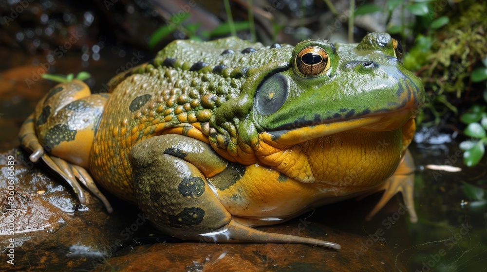 A detailed close-up photograph of a vibrant Amazon frog, showcasing its intricate textures, colorful patterns, and natural habitat, emphasizing the beauty of rainforest wildlife. A detailed close-up photograph of a vibrant Amazon frog, showcasing its intricate textures, colorful patterns, and natural habitat, emphasizing the beauty of rainforest wildlife.
