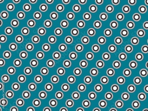 Geometric print on dark turquoise background. Trendy pattern illustration. Cover for poster, banner, flyer