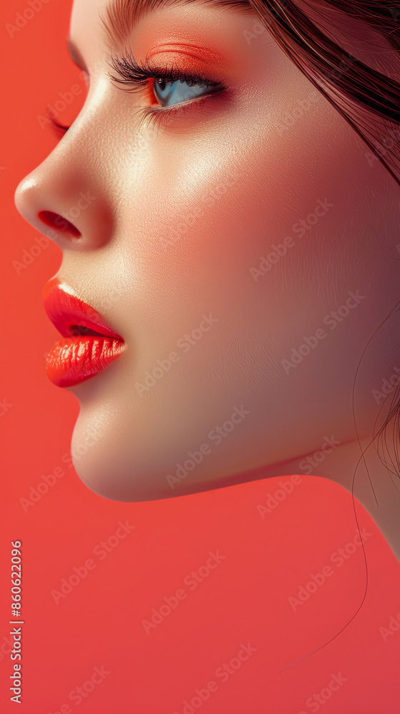 Profile view of a beautiful girl's face with perfect skin, closeup shot. Image can be used for aesthetic clinic or beauty salon promotion material, banner, ad. Profile view of a beautiful girl's face with perfect skin, closeup shot. Image can be used for aesthetic clinic or beauty salon promotion material, banner, ad.