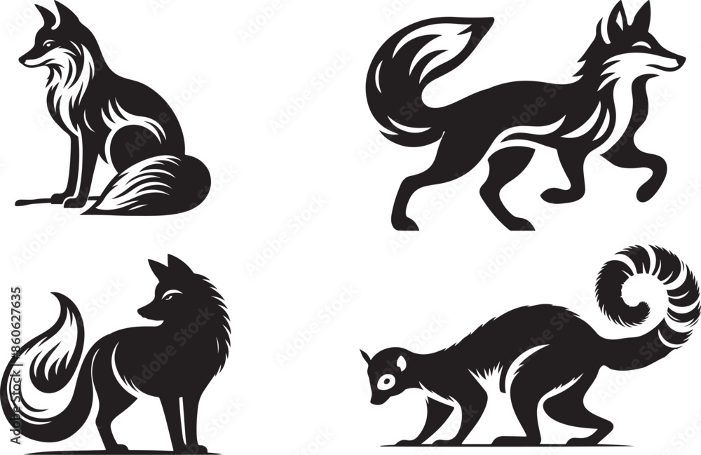 Fototapeta premium Fox creative vector silhouette art