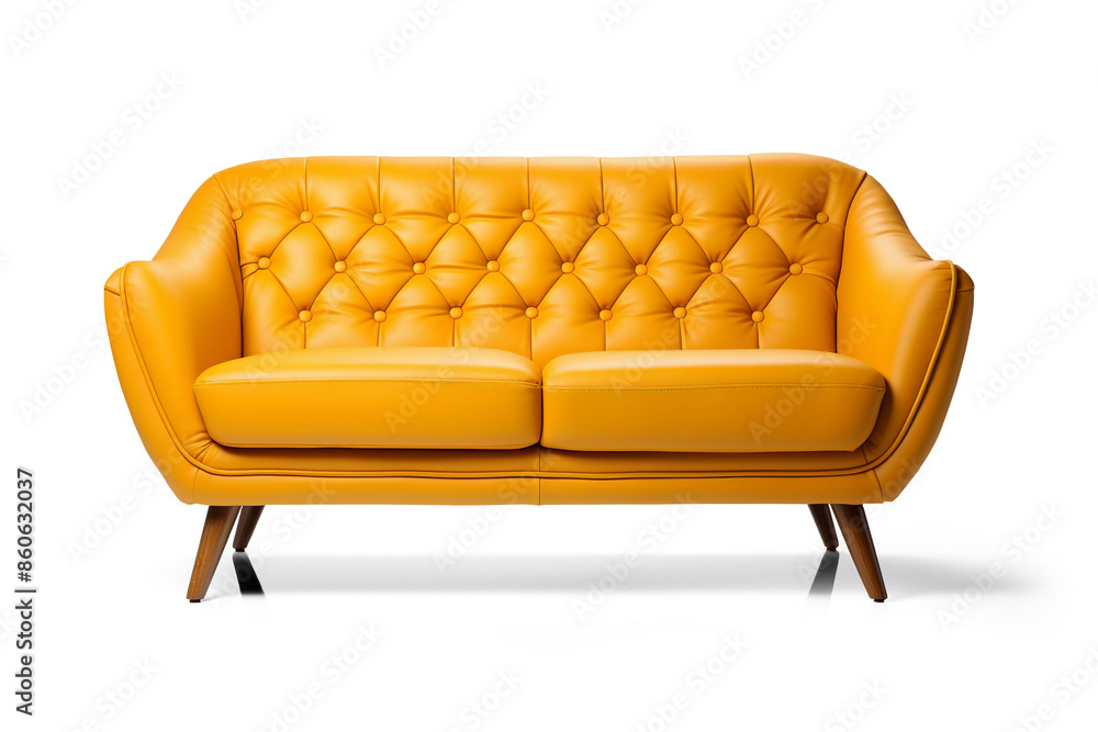Yellow leather sofa with shadow. Modern couch on a transparent background. PNG. Yellow leather sofa with shadow. Modern couch on a transparent background. PNG.