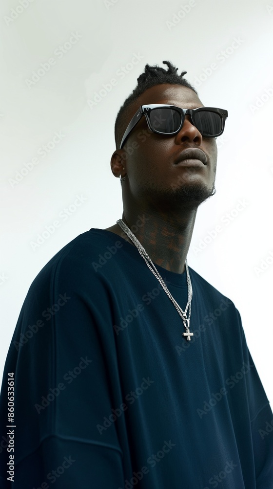 Cool Young Man with Sunglasses on White Background Cool Young Man with Sunglasses on White Background