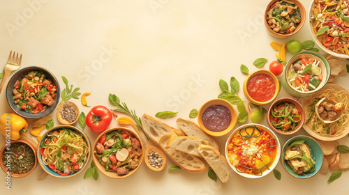 Wallpaper Mural Colorful food platter with bread and herbs Torontodigital.ca