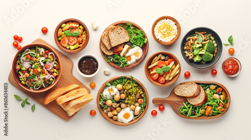 Wallpaper Mural Variety of healthy meals with bread and salad Torontodigital.ca