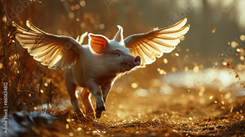 Happy winged pig. If pigs could fly.