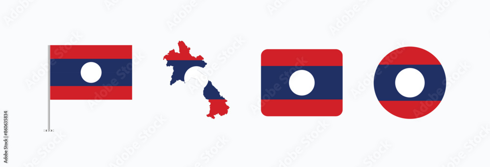 Vector Laos flag. Set of Laos Flags Collection.
Vector Laos flag. Set of Laos Flags Collection.