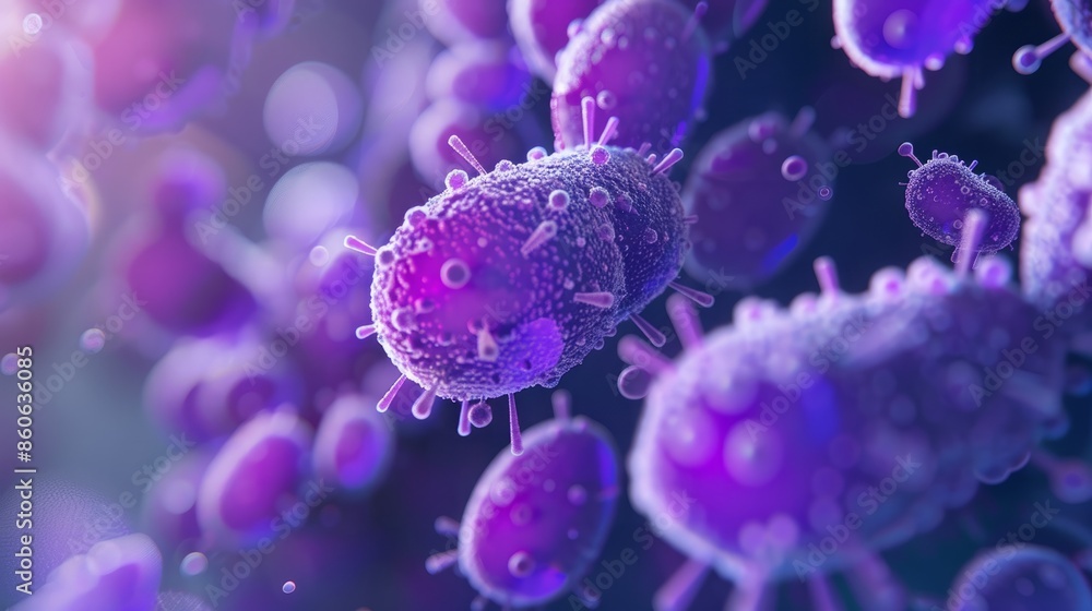 Obraz premium Magnified Staphylococcus bacteria causing skin and respiratory infections