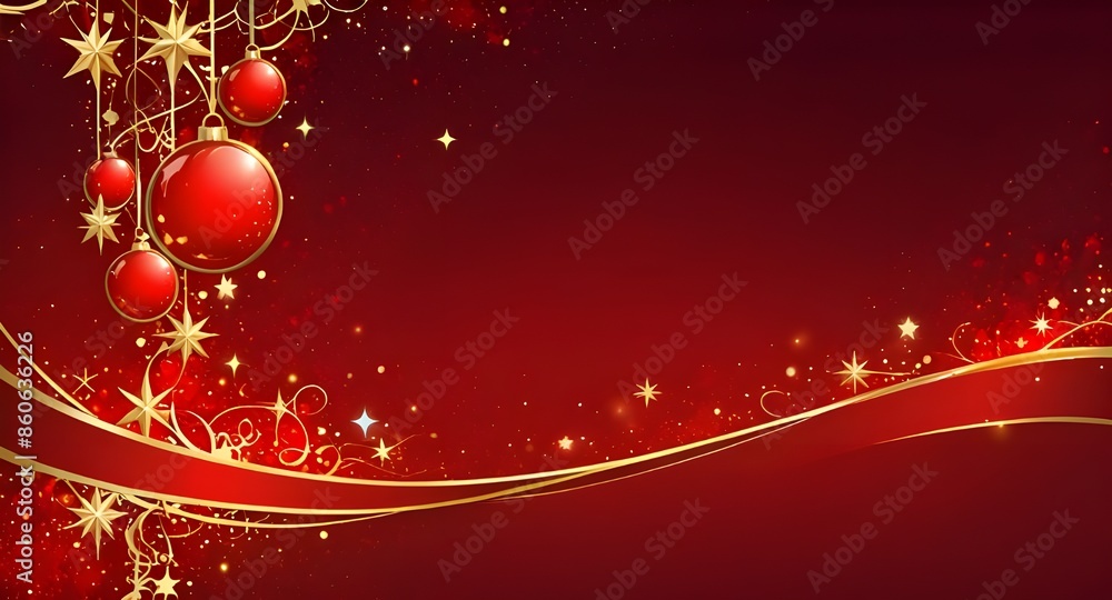 Christmas red background with golden stars. Generative AI Christmas red background with golden stars. Generative AI