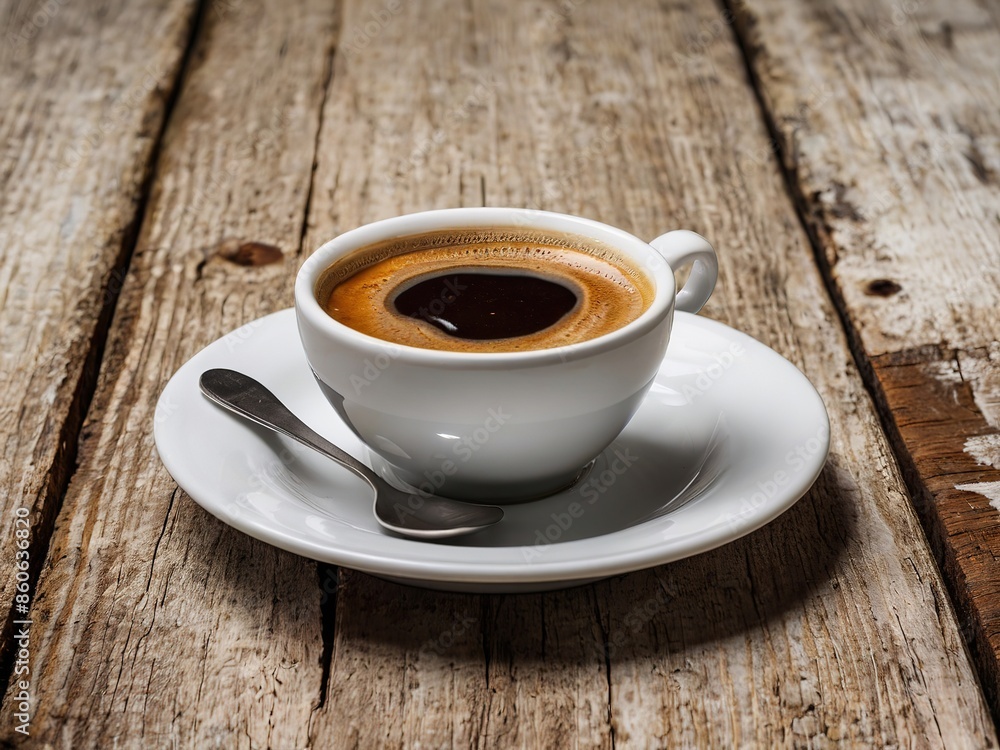 Taza de café sobre mesa de madera rústica Taza de café sobre mesa de madera rústica