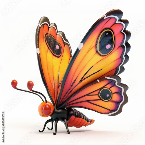 Butterflie 3D cartoon isolated whitebackground photo