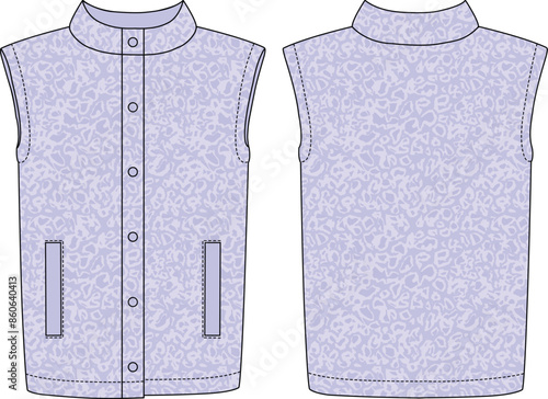BOYS AND MAN WEAR SLEEVELESS FUR BOMBER JACKET FRONT AND BACK VECTOR ILLUSTRATION