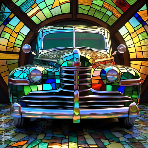 Stained glass car circa 1940s