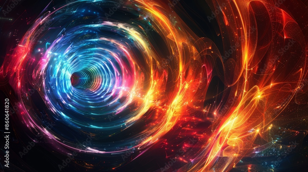 Abstract circular patterns with colorful fractal light Abstract circular patterns with colorful fractal light