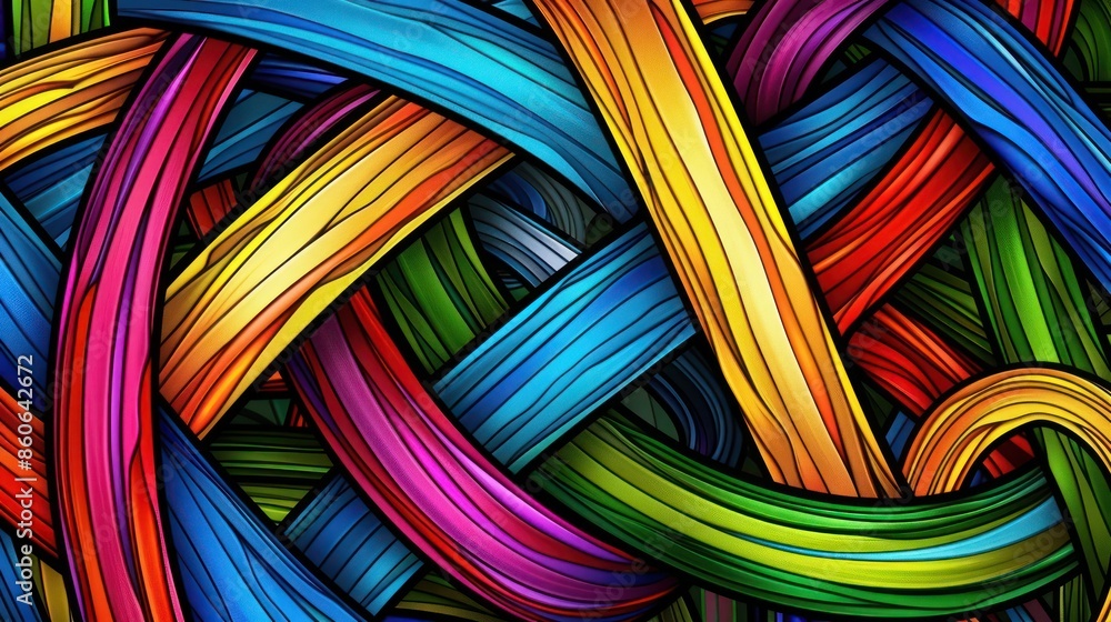 Complex and harmonious design of vibrant interwoven lines, representing interconnected friendships. Complex and harmonious design of vibrant interwoven lines, representing interconnected friendships.