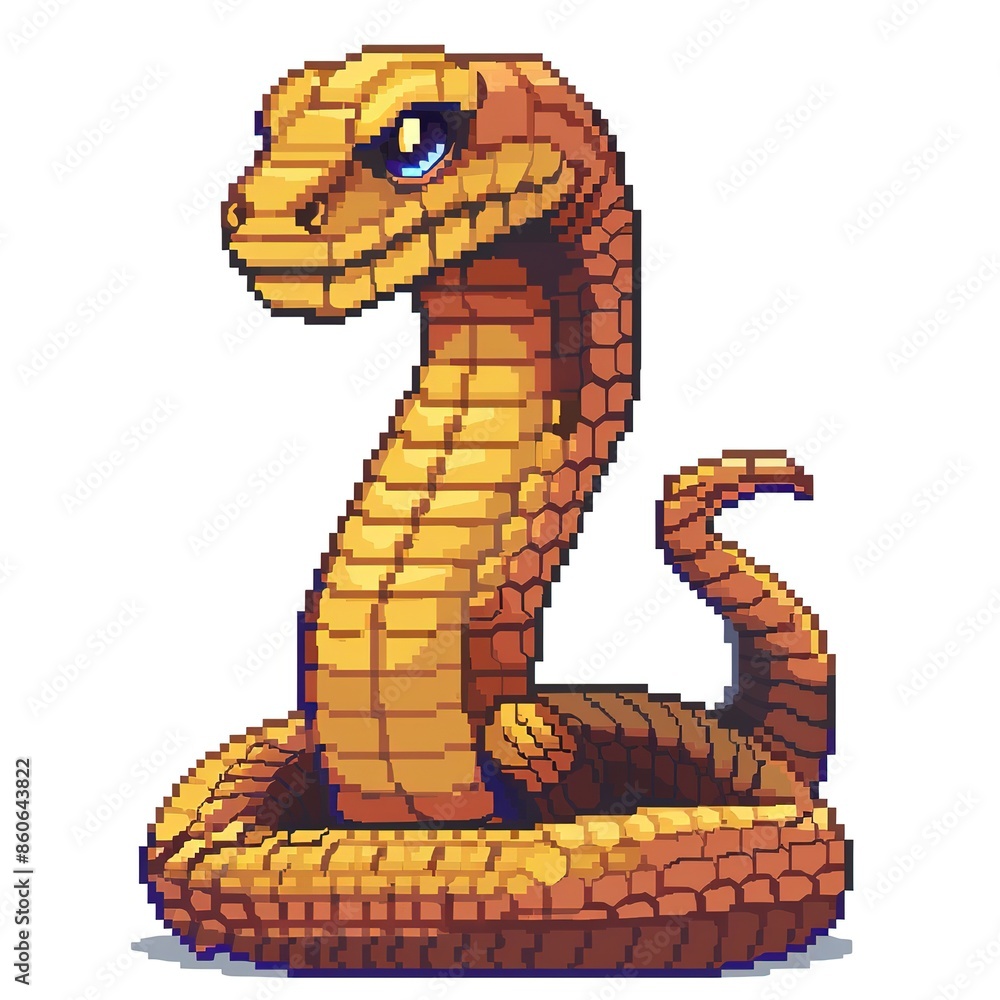 Fototapeta premium Cobra 8-bit cartoon isolated whitebackground