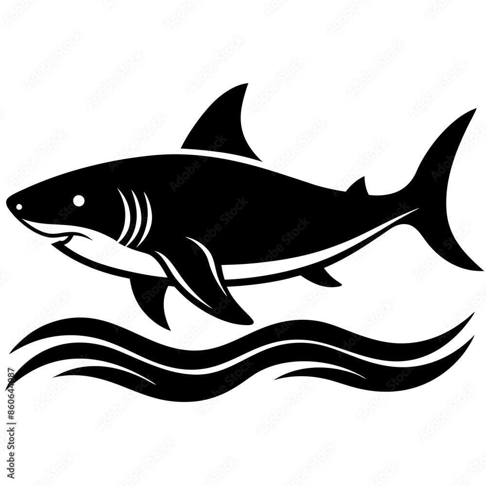 Fototapeta premium Shark in Sea Vector Illustration - Marine Wildlife Graphic Design Element