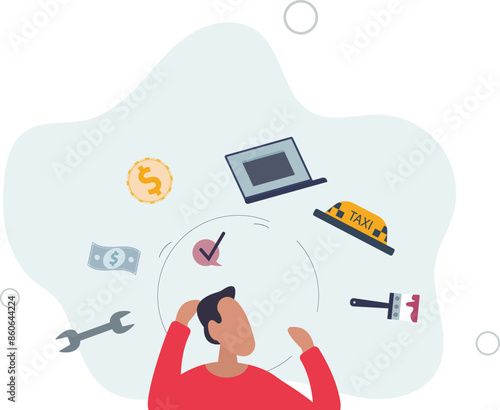 Gig economy and labor market for temporary jobs and tasks. Business with part time freelancers employees collaboration.flat illustration.