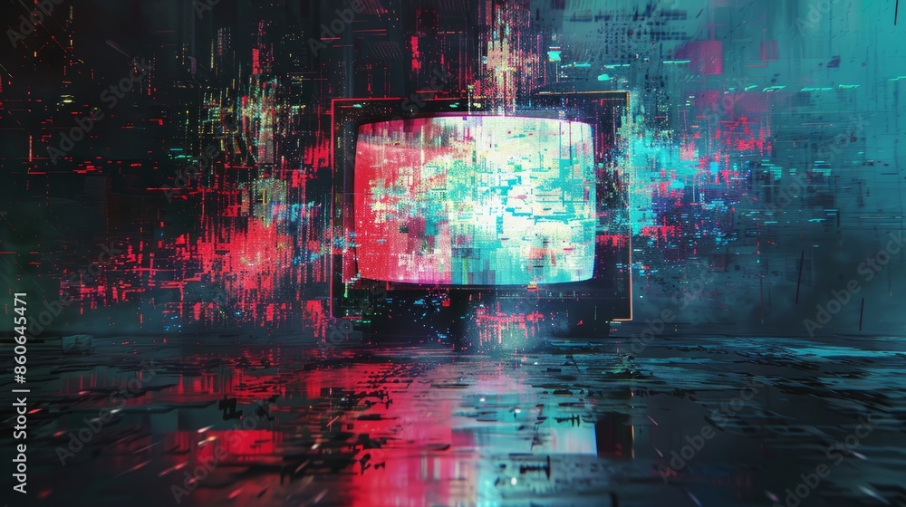 Fototapeta premium Abstract tv screen with glitch effect