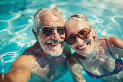 Happy Senior Couple Enjoying A Summer Day In The Pool © Iryna
