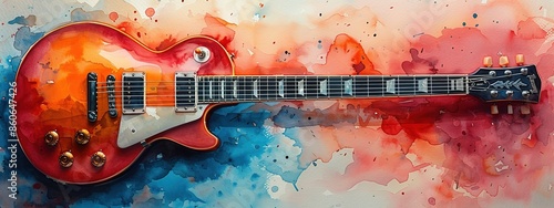 a watercolor painting a electric guitar Close-up 