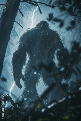 Cinematic Bigfoot Poster - Sasquatch monster art photo