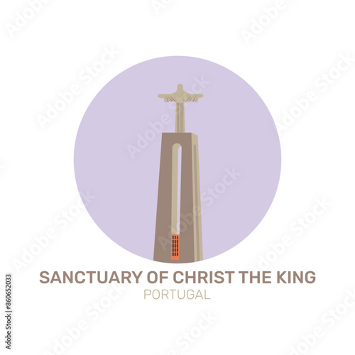 Simple illustration Sanctuary of Christ the King in Lisbon, Portugal. vector illustration.