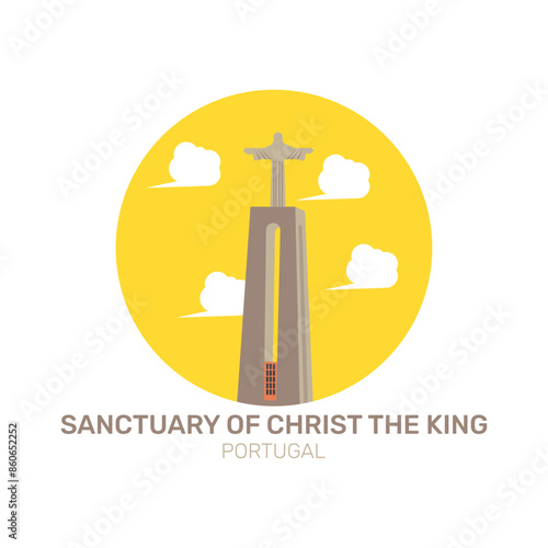 Simple illustration Sanctuary of Christ the King in Lisbon, Portugal. vector illustration.