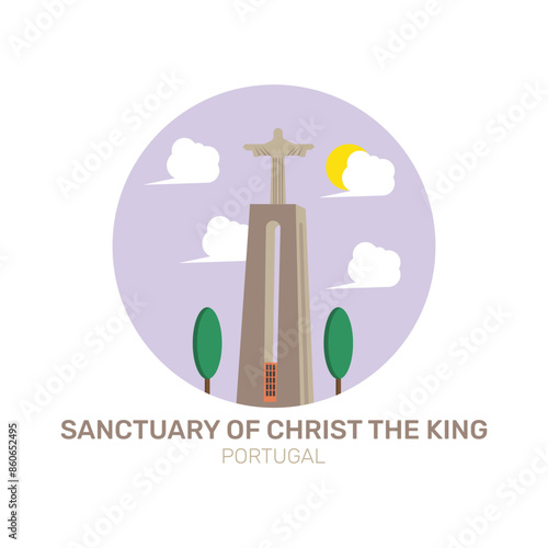 Simple illustration Sanctuary of Christ the King in Lisbon, Portugal. vector illustration.