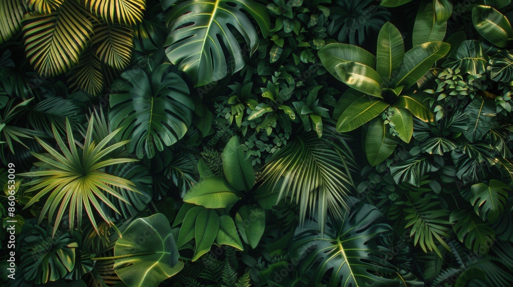 A vibrant and dense tropical rainforest canopy, showcasing a diverse range of plant species. Perfect for eco-tours and nature reserves. Generative AI A vibrant and dense tropical rainforest canopy, showcasing a diverse range of plant species. Perfect for eco-tours and nature reserves. Generative AI