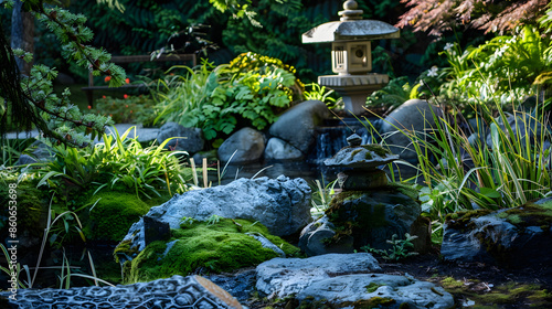 Outdoor landscape garden in North Vancouver British Columbia Canada : Generative AI photo