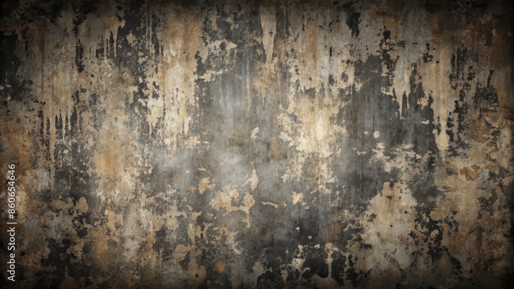 Fototapeta premium Weathered, black, isolated grunge wall texture with mild abstract distress overlay, prominently displayed against a clean white background.