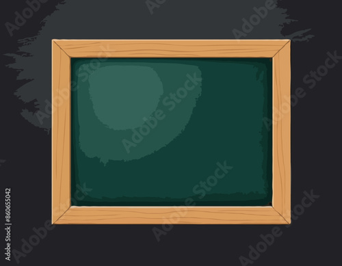 School chalkboard, empty template with wooden frame, green blackboard or classboard, vector background  photo