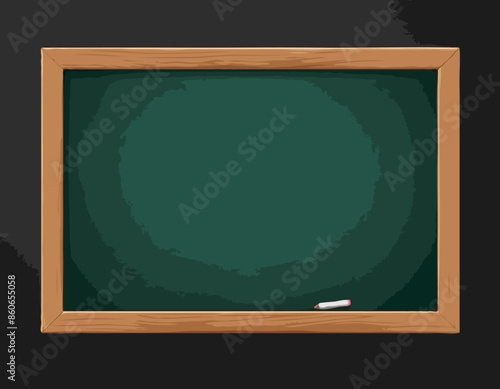 School chalkboard, empty template with wooden frame, green blackboard or classboard, vector background  photo