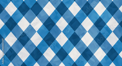 Blau weisser Hintergrund. Karierter Hintergrund Oktobefest Bayern. Grafisches Muster