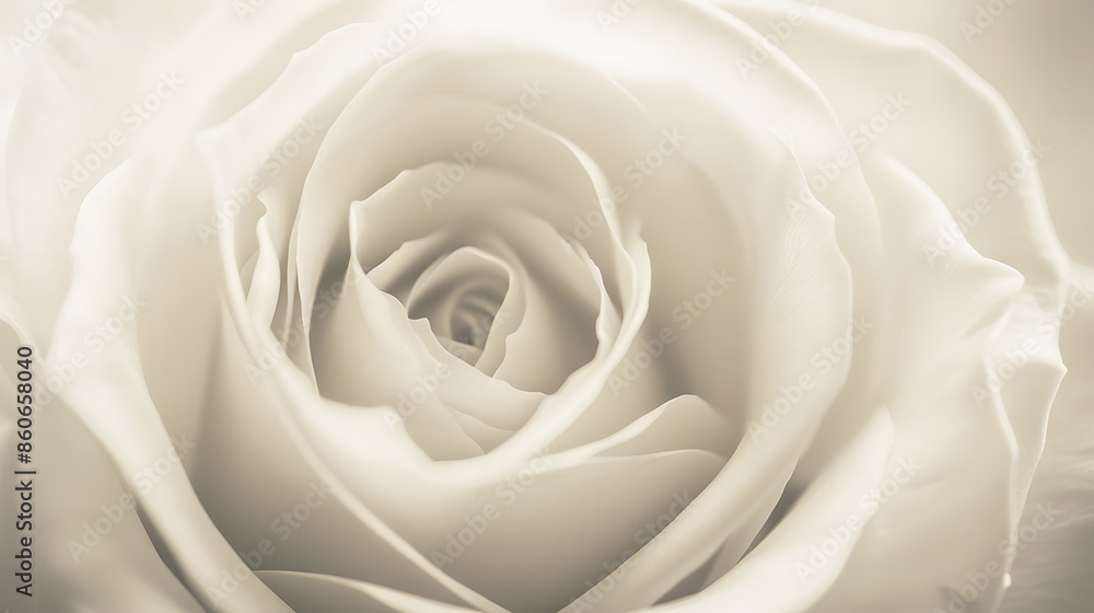 Obraz premium White rose closeup can use as background Soft focus In Sepia toned Retro style : Generative AI