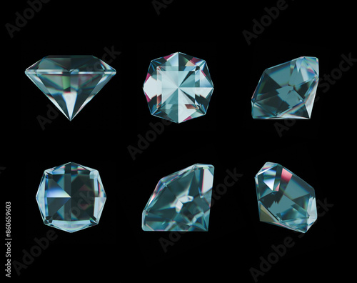 Принти на полотні Diamond set different angles 3d render