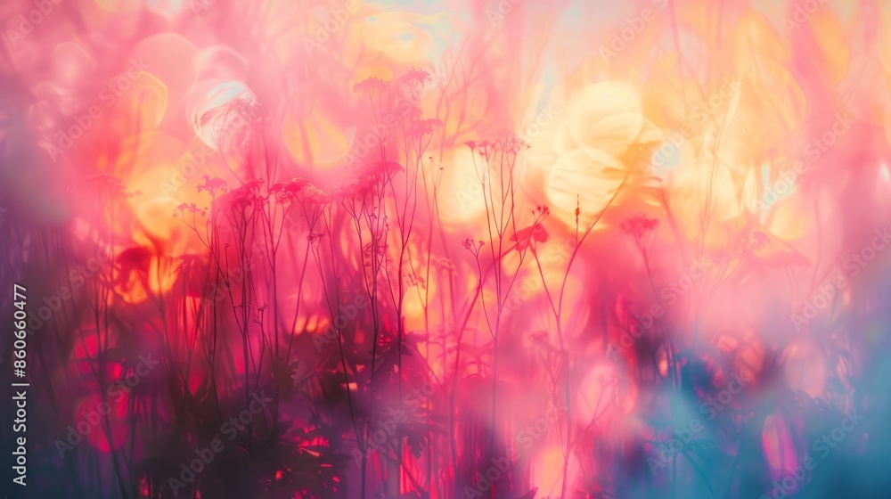 Abstract floral background with pink and yellow hues Abstract floral background with pink and yellow hues